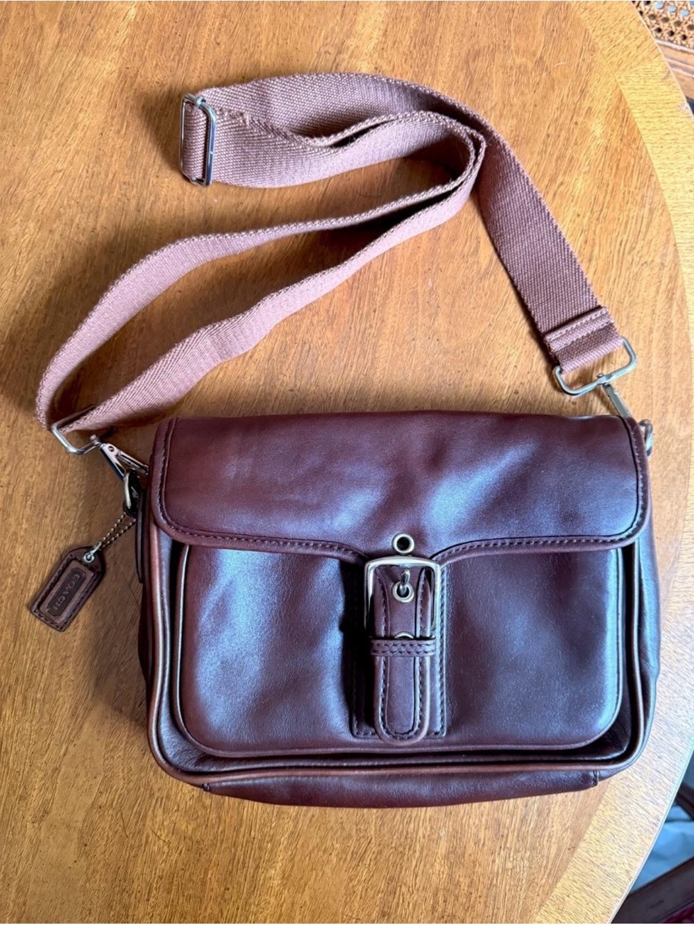 Coach Brown Leather Crossbody Bag with Adjustable Strap